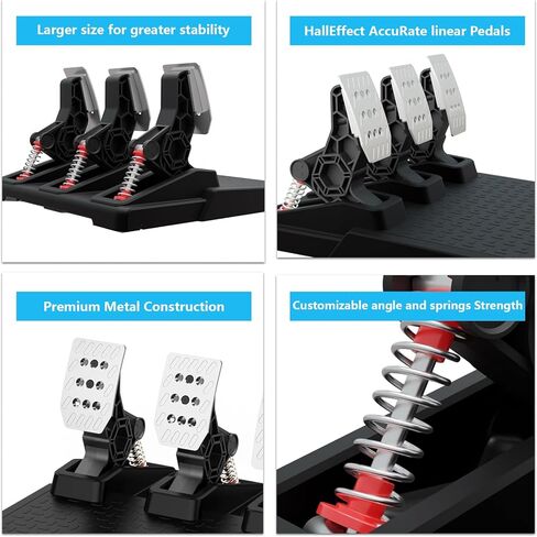 دواسات سباق NBCP لـ Logitech G920 - مجموعة دواسات متينة وقابلة للتعديل مع تقنية HallEffect، ونوابض قابلة للتبديل، وبنية معدنية ممتازة، ومتوافقة مع عجلات السباق in Kuwait