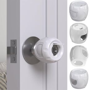 Innovative Door Knob Safety Cover for Kids (4 Pack) Baby Safety Door Lock Childproof Door knob Handle Covers, Hidden Holes Covers and Lock Flap Cover Design - No Screwdriver or Tools Needs