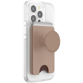 PopSockets Phone Wallet with Expanding Grip and Adapter Ring for MagSafe®, Phone Card Holder, Wireless Charging Compatible, Wallet Compatible with MagSafe® - Latte