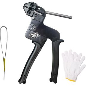 Stainless Steel Cable Tie Cutter, Protable Metal Zip Tie Tightener Tool, Tensioning Installation Cutting Tool for Self Locking Metal Cable Ties, One-handed Operation, Easy to Use