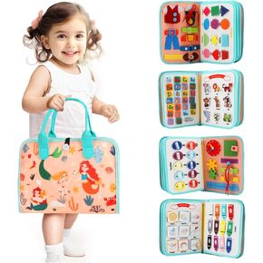 Toddler Busy Board Montessori Toys for Toddlers 1-3 Year Old Educational Activity Board Sensory Travel Toys Ages 2-4 Preschool Learning Fine Motor Skills Toy Quiet Book Gift for Kids