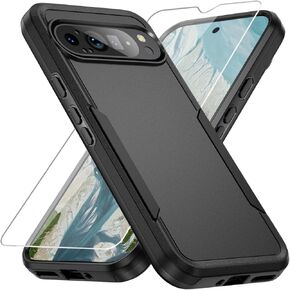for Pixel 9 Case,Pixel 9 Pro Case,with Screen Protector,[Military Grade Drop Tested] Heavy-Duty Tough Rugged Shockproof Protective Case for Google Pixel 9, Red