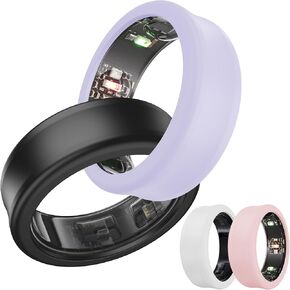 DDJ [4 Pack Ultra -Thin Cover for Samsung Galaxy Ring, Ring Protector for Oura Ring/RingConn Sizing Kit, Anti-Scratch Soft Silicone, Sizing S for Rings 5/6/7/8/9/10 (White/Pink/Purple/Black)