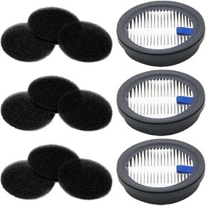 3 Pack HEPA Filters and 9 Pack Sponge Filters Replacement for Afoddon A200Pro/A200, ORFELD B08/C10A/C10G and NEQUARE S12 S25 S26 Series Cordless Vacuum Cleaner, with Foam Pre-filter