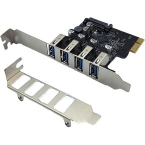 XM-PEX-U304 4-Port USB 3.0 Self-Powered PCI Express (PCIe x1) Card | PCI-E to USB 3.0 Expansion Adapter Card | VIA VL805 Chipset | Standard/Low Profile Bracket Included