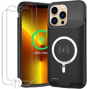 Battery Case for iPhone 13 Pro, Newest Real 10000mAh Portable Protective Charging Case with Wireless Charging Compatible with iPhone 13 Pro (6.1 inch) Battery Pack Charger Case with Carplay (Black)