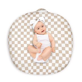 Newborn Lounger Cover Removable Cover Ultra Soft Comfortable Lounger Slipcover Removable Cover for Infant Lounger Pillow, Light Brown Checkerboard (Lounger Pillow Not Included)