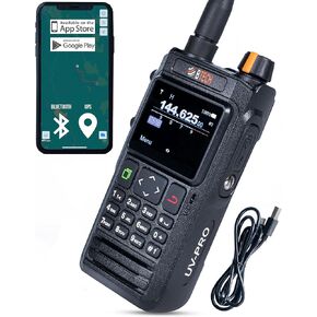 BTECH UV-PRO IP67 Dual Band VHF/UHF Two-Way Radio - APRS, Bluetooth, GPS, Text Messaging, Aviation Band Scanner, NOAA Weather Alerts, USB-C Rechargeable Battery