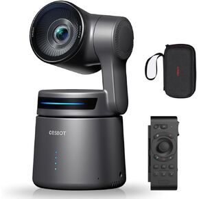 OBSBOT Tail AIR NDI Streaming PTZ Camera,Smart RC Controller,4K AI-Powered Webcam,1.8" CMOS,f/1.8 Aperture,AI Track,Gesture & Remote Control,Wired&Wireless Connection,LiveStream for Church/Music Live