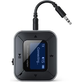 Bluetooth Transmitter Receiver for Airplane 2-in-1 Bluetooth 5.3 Wireless Audio Adapter Supports 2 Headphones/Airpods Low Latency Works for 3.5mm Aux for Tv Mp3 Player Gym Equipment Stereo Car