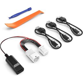 Dash Cam Power Adapter 12-Pin Type A, Mirror to Dashcam Power Adapter for Toyota Tacoma (15-23), Select Highlander, Tundra, Sienna; Honda Ridgeline & More with 3pcs USB Cable