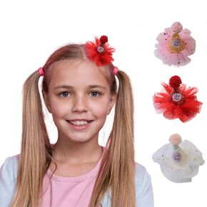 Hair Clip, Birthday Decoration Hair Bows for Girls 3PCS Pink Hair Clips Clips Hair Accessories Alligator Clip for Baby Toddlers
