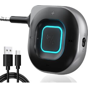 Bluetooth AUX Adapter for Car, 2 in 1 Bluetooth Transmitter Receiver with Noise Cancelling 3.5mm, 5.3 Bluetooth Receiver,Wireless Audio Transmitter for Car Stereo System, Home Audio, Speakers, Headset