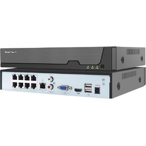 JideTech 4K 8 Channel PoE NVR, 8 Ports 16 CH Expandable Network Video Recorder for Home Surveillance System, Support 4K/2K/12MP/8MP/5MP/1080P IP Camera, Remote Access, 24/7 Recording, Up to 14TB HDD