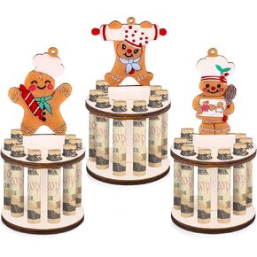 Weysat 3 Pcs Christmas Money Holder Ornaments for Cash Gift Wooden Cake Money Holder with 10 Holes for Placing Money Funny Xmas Money Tree Gift Ornaments Table Decorations(Snowman)