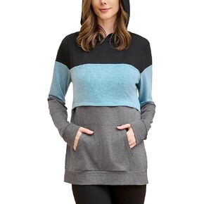 Liu & Qu Women's Casual Nursing Hoodie Long Sleeve Breastfeeding Tops Sweatshirt Maternity Clothes