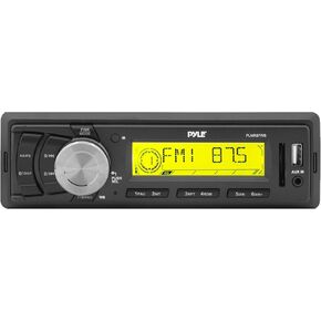 Pyle PLMR87WB 12V Marine Radio Head Unit Receiver, 4 x 40 Watt Power, Auxiliary, USB, RCA Connections, Digital LCD Display, EQ Audio Configuration, Universal Single DIN Design