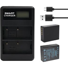 2 pcs 1720mAh BLH-1 BLH1 Battery with Dual Battery Charger for EM1 Mark II EM1-2 EM1 Mark 2 EM1 Mark III EM1 Mark 3 EM1X E-M1X