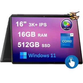 كمبيوتر محمول HP Spectre X360 16 2 في 1 شاشة لمس 16 بوصة 3K+ IPS (100% sRGB 400nit ضوء أزرق منخفض) Intel 14-Core i7-13700H 16GB RAM 512GB SSD بإضاءة خلفية بصمة الإصبع Thunderbolt Win11 أسود + كابل HDMI