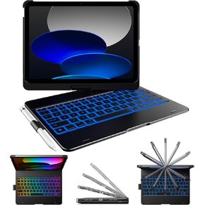 typecase for iPad 10th Generation Case with Keyboard (10.9", 2022), 11 Color Backlight, 360° Rotatable, 7 Use Modes, Thin & Light for Apple iPad 10th Gen 10.9, Black