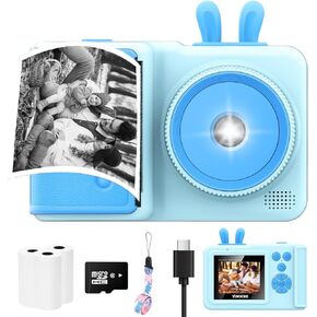 Kids Camera Instant Print,1080P Kids Instant Toddler Camera for Kids That Print Photos, Christmas Birthday Gifts for Girls, Digital Camera Toy for 3 4 5 6 7 8 9 10 Year Old Boys SD Card (Purple)