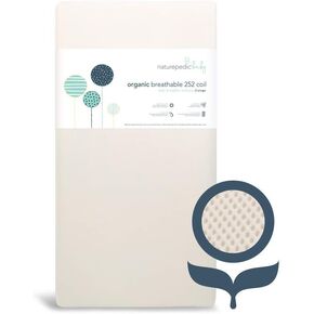 Naturepedic Organic Crib Mattress - 2-Stage 252 Coil Infant & Toddler Mattress with Protector Pad - Waterproof, Breathable & Non-Toxic Mattress for Baby and Toddler Bed