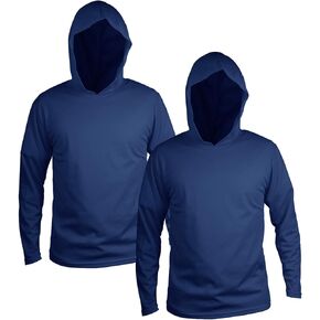 TZ Promise Men Ultra-Lightweight UPF 50+ Sun Protection Breathable T-Shirts Long Sleeve With Hoodie, 2-Pack