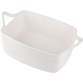 OIAHOMY Woven Basket, Gift Basket Empty with Gift Bags and Ribbons, Rope Basket for Baby Showers, Storage Basket with Handles for Nursery, Pet Toy Basket - White in Kuwait