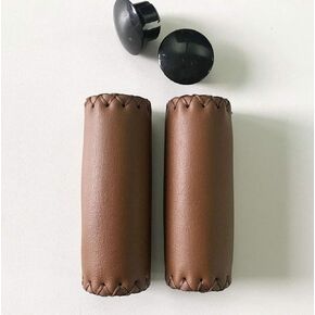 UPANBIKE Adults Kids Bike Grips Push On Retro Synthetic Leather Fit 22.2mm Handlebar End for Mountain Bike Road Bicycle (One Pair)