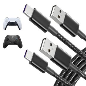 USB Charger Cable for Xbox Series X,Xbox Series S and Xbox Elite Controller Series 2,PS5 Controller,Nintendo Switch Controller,2 Pack 9.8Ft Type C Nylon Braided Charging Cord Replacement
