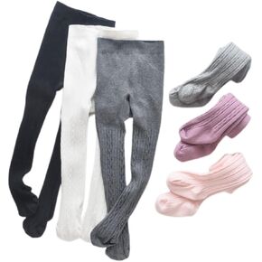 Whyme 3 Pairs Baby Tights 0-10T Toddler Little Girls Cotton Cable Knit Legging Stocking Pants Pantyhose