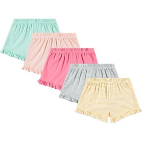Cudlie 5-Pack Girls' Baby & Toddler Shorts – Comfortable Cotton Blend, Easy Fit, Adorable & Essential Wardrobe