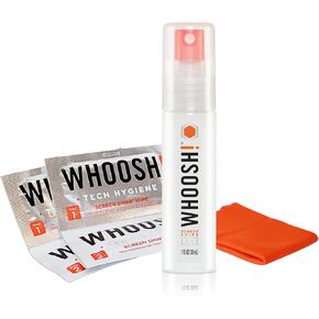 WHOOSH! Glasses Cleaner Spray - 1 fl oz + 1 Microsuede Cloth + 2 Screen Wipes, Travel Size Eyeglass Cleaner for Sunglasses, Laptop Screen Cleaner for MacBook, Computer - Glasses Cleaning Kit