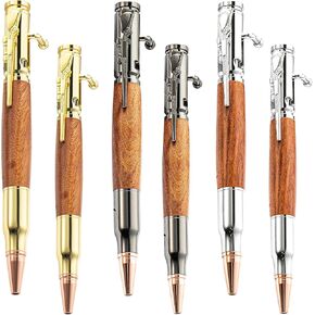 6 Pcs Bolt Action Pen, Pen Kits for Woodturning, Pen Sets for Men Gift, Durable and Easy to Use, Pen Kit, Pen Making Kit, for DIY Making Home(Silver, Gold, Black) (1)