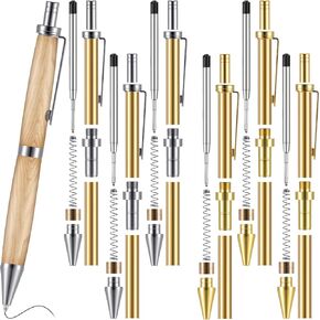 Janlaugh 6 Pcs Retractable Pen Kits for Wood Turning 8 mm Click Pen Kits with Refills Lathe Turning Supplies for Pen Making Woodturning Project DIY Friend Gifts Supplies