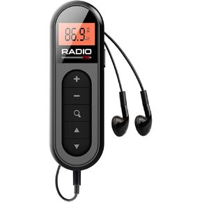 FM Portable Radio, Rechargeable Pocket Radio with Best Reception Digital Tuning, LCD Screen,Belt Clip, Stereo Sound Earphone Jack for Gym, Jogging, Walking, Camping