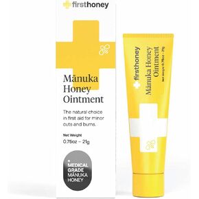 FIRST HONEY Wound Healing Ointment [ .75oz - 21g ] | 100% Active Leptospermum | Fast Relief & Skin Repair | Manuka Honey from New Zealand | Antibiotic Free Burn Care, Scar Gel, Dressing Aid