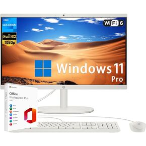 HP All-in-One Desktop Computer, 21.5" FHD Display, 32 GB RAM, 2 TB SSD, Intel Celeron J4025, Webcam, Wi-Fi 6, Bluetooth, HDMI, Windows 11 Pro with Microsoft Office Lifetime License