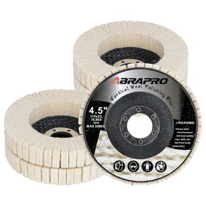 ABARPRO 4.5" x 7/8" Vertical Wool Polishing Disc for Angle Grinder, Wool Buffing Wheel Pad for Polishing Rough Surface to a Mirror Finish, for Metal Aluminum Marble Wood, 5 Pack