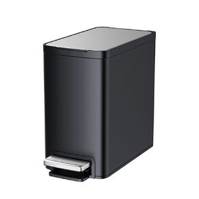 2.6 Gallon Bathroom Trash Can with lid,Stainless Steel Garbage Can with Removable Bucket,Compact Trash Bin for Bathroom,Bedroom,Office,White