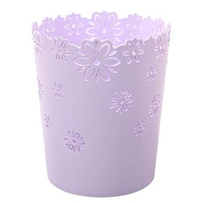 Wastebasket, Hollow Flower Shape Plastic Lidless Wastepaper Baskets Trash Can - M - Pink
