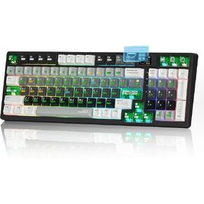 Womier M90 Wireless Mechanical Keyboard with Multimedia Display,Tri-Mode BT/2.4G/USB-C Gaming Keyboard,Hot Swappable Custom Keyboard RGB,POM Linear Switch,PBT Keycaps for PC/Xbox/PS4/PS5-White