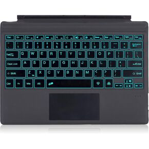 Type Cover Surface Pro 7 Keyboard with Precision Touchpad, Bluetooth 5.3, 7-Color Keys Font Backlight, Compatible with Microsoft Surface Pro 7/7+/6/5/4/3 (Black)