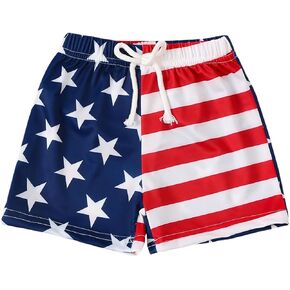 Toddler Baby Boy Girl 4th of July Shorts Elastic Waist Stars and Stripes Bottoms Independence Day Short Pants 0-4Y