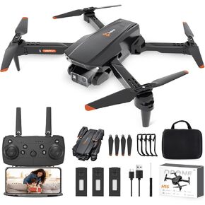 Drone with Camera, 1080P HD FPV Drones with Camera, Foldable RC Quadcopter Helicopter Toys for Boys Girls, Altitude Hold, Headless Mode, One Key Start, 3 Batteries, Black