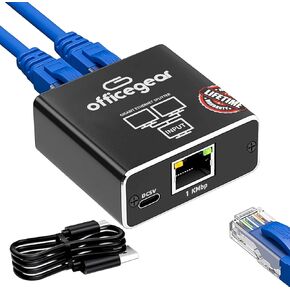 Ethernet Splitter: 1 to 2 High Speed 1000Mbps, Gigabit LAN with USB-C Power Cable, RJ45 Splitter for Cat5/5e/6/7/8 Cable – Simultaneous Networking for 2 Devices -Lifetime Operation