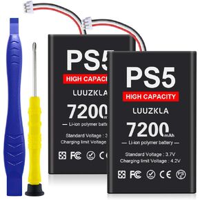 7200mAh PS5/LIP1708 Battery (2 Pack), (2024 New Upgrade) Replacement for PS5 PlayStation 5 Dual Sense Controller CFI-ZCT1W-0 Cycle-24 Months Service