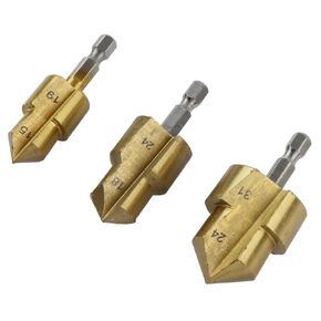 YUENTOEN 3Pcs Heavy Duty Pipe Reaming Drill Bits, 20/25/32mm PVC Pipe Reamer Kit, Conduit Reamer Drill Bit Chamfer Tool for Water Pipe Repair