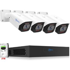MOVOLS 4K 8MP PoE Security Camera System,8pcs 4K(8MP) PoE IP Cameras,Smart AI Person Vehicle Detection Video Surveillance Kit,4K 8CH NVR Pre-Install 3TB HDD,Spotlights for Color Night Vision Nvr Set