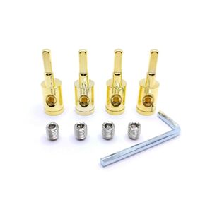 Terminal Connector Brass with Gold Plated 4 to 6 Gauge Amp Input Reducers for 4-6 Gauge Wire 4Pcs, Golden